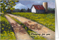 Religious Get Well Praying For You Country Lane With Old Barn Painting card