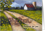 Religious Encouragement Praying For You Country Lane Old Barn Painting card