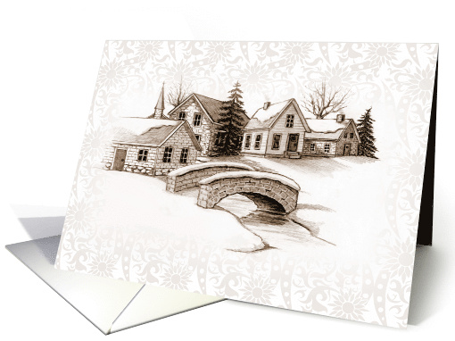 Any Occasion Blank Inside Drawing of Stone Bridge and... (1670008)