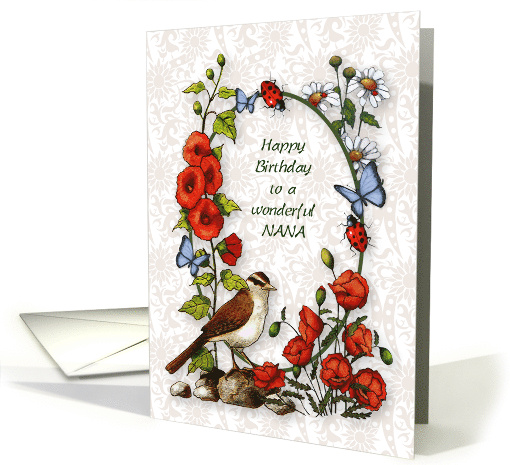 Happy Birthday to Wonderful Nana with Flowers Butterflies... (1670902)