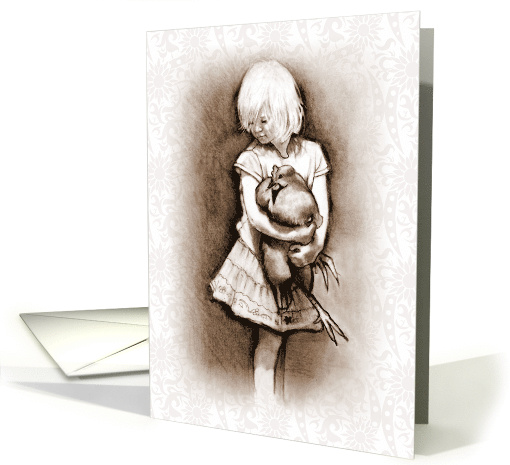 Any Occasion Blank Inside Drawing of Little Girl Holding... (1671758)