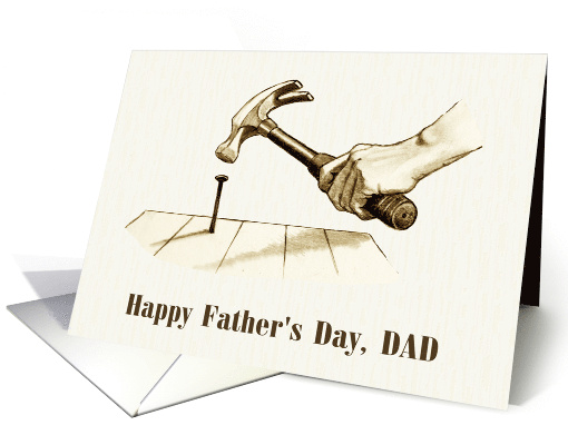 Happy Father's Day Dad With Drawing of Hand Holding Hammer card