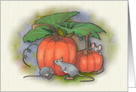 Any Occasion Blank Inside With Mice in the Pumpking Patch Painting card