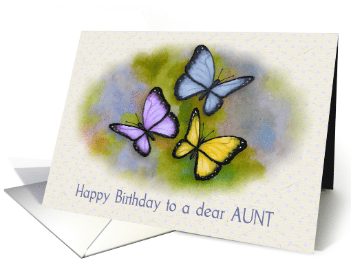 Happy Birthday to a Dear Aunt with Artwork of Butterflies card