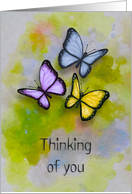 General Thinking of You with Artwork of Three Colorful Butterflies card