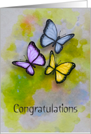 General Congratulations with Artwork of Three Colorful Butterflies card