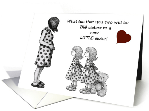 Twin Sisters Expecting Little Sister with Pencil Art of... (1675608)