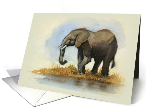 Any Occasion Blank Inside with Painting of Lone Elephant card