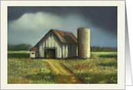 Any Occasion Blank Inside Old Barn and Silo Country Scene Art card