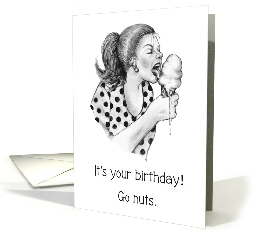 Birthday General Humor with Woman Slurping Dripping Ice Cream card