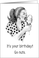 Birthday General Humor with Woman Slurping Dripping Ice Cream card