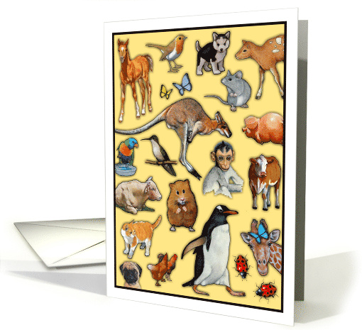 Any Occasion Bank Inside with Colorful Animal Montage Artwork card