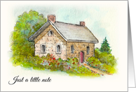 Just a Little Note Blank Inside with Watercolor Painting of Cottage card