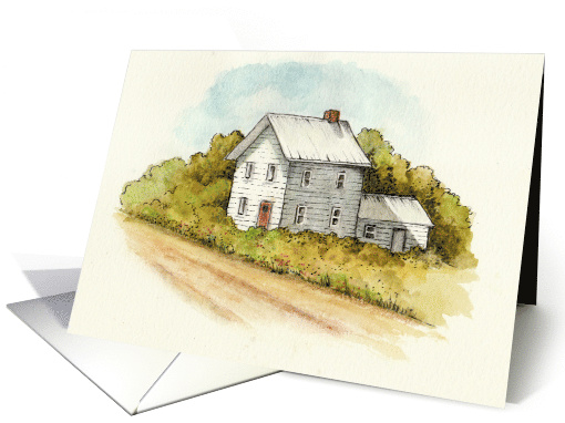 Any Occasion Blank Inside Watercolor Painting of White House card