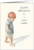 Happy Birthday To Sweet Toddler Little Boy Walking Watercolor Art card