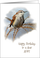 Happy Birthday To a Dear Aunt with Illustration of Carolina Wren Bird card