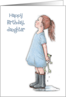 Happy Birthday To Grown Daughter Humor Girl Holding Frog Behing Back card