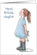 Happy Birthday To Daughter Young Girl Holding Frog Illustration card