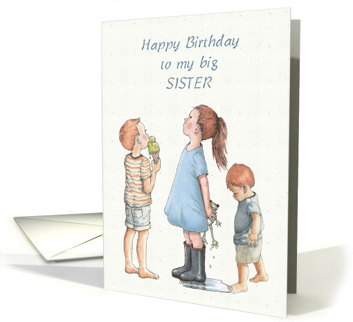 Happy Birthday To Big Sister From Brother Illustration of Kids card