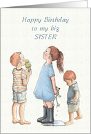 Happy Birthday To Big Sister From Brother Illustration of Kids card