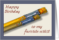 Happy Birthday to Favorite Artist with Painting of Paint Brushes card