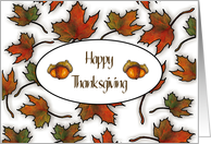 Happy Thanksgiving Canadian with Red Maple Leaves and Acorns card