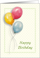 Happy Birthday General with Three Balloons and Tiny Dots card