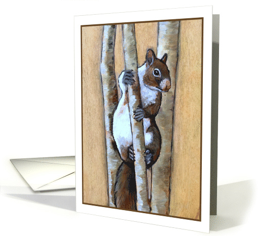 Any Occasion Blank Inside with Painting of Squirrel in Tree card