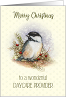 Merry Christmas to a Wonderful Daycare Provider Chickadee and Berries card