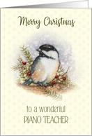 Merry Christmas to a Wonderful Piano Teacher Chickadee and Berries card