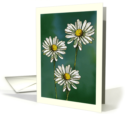 Any Occasion Blank Inside with Three Daisies Floral Art Flowers card