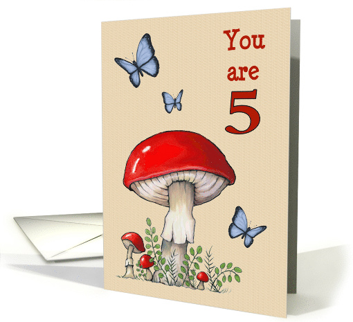 Happy Fifth Birthday Turning Five with Red Mushrooms and... (1704358)