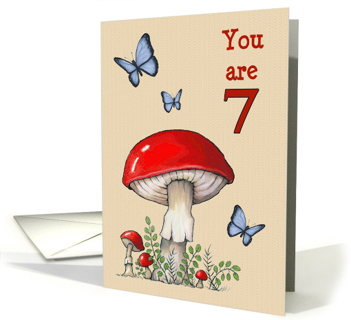 Happy Seventh Birthday Turning Seven Red Mushrooms and... (1704362)