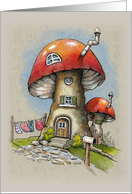 Any Occasion Blank Inside Fantasy Art of Mushroom Houses Illustration card