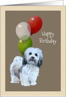 General Happy Birthday with Cute Havanese Puppy and Balloons card