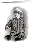 Get Well Hope You’ll Be Back in Saddle Soon with Drawing of Cowboy card
