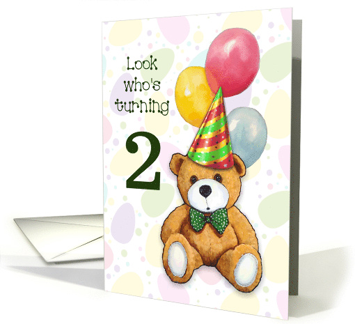 Happy Second Birthday Turning Two with Cute Teddy Bear... (1708160)
