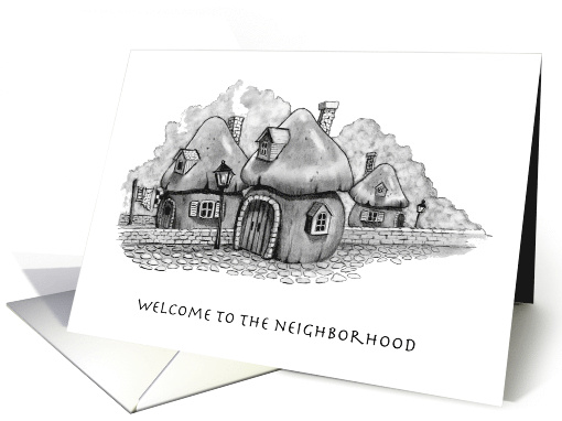 Welcome to the Neighborhood with Fantasy Mushroom Village Drawing card