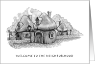Welcome to the Neighborhood with Fantasy Mushroom Village Drawing card
