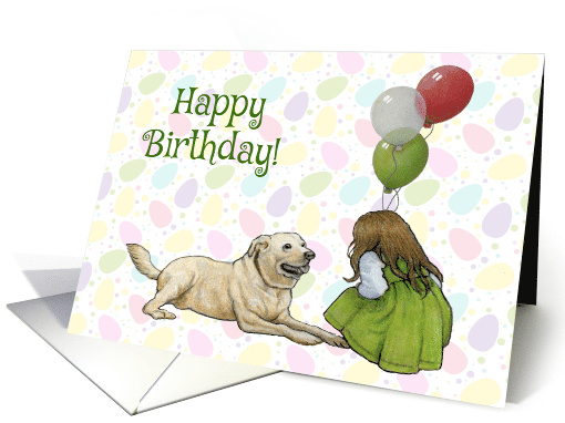 Happy Birthday General with Dog and Girl and Balloons... (1744280)