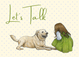 Let's Talk and Make Up with Girl and Dog Face to Face Healing Rift