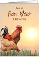 Happy New Year General with Rooster at Sunrise New Year Dawning card