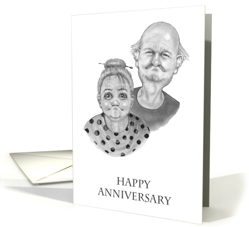 Happy Anniversary with Pencil Caricature of Old Couple card (1753164)