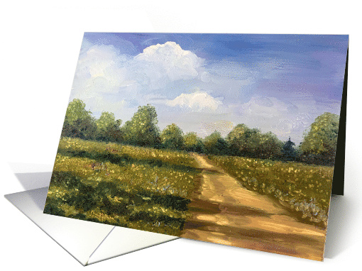 All Occasion Landscape Painting Dirt Path in Field on Sunny Day card