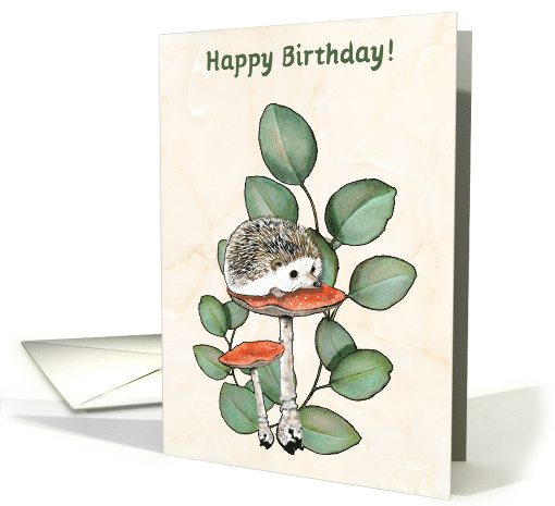Happy Birthday For Child With Hedgehog Toadstools... (1819046)