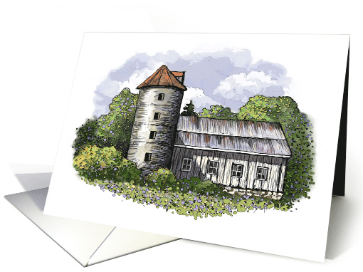 Any Occasion Blank Inside with Farm Illustration of Old... (1821264)