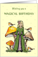 Birthday for Girl or Woman Magical Birthday Toadstools and Birds card