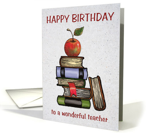 Happy Birthday to Wonderful Teacher Illustration of Books... (1824112)