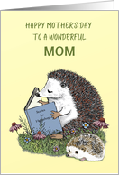 Happy Mother’s Day to Wonderful Mom with Hedgehog Reading Stories card