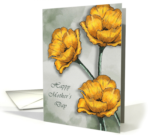 Happy Mother's Day with Bright Yellow Poppies for Mom Mother card